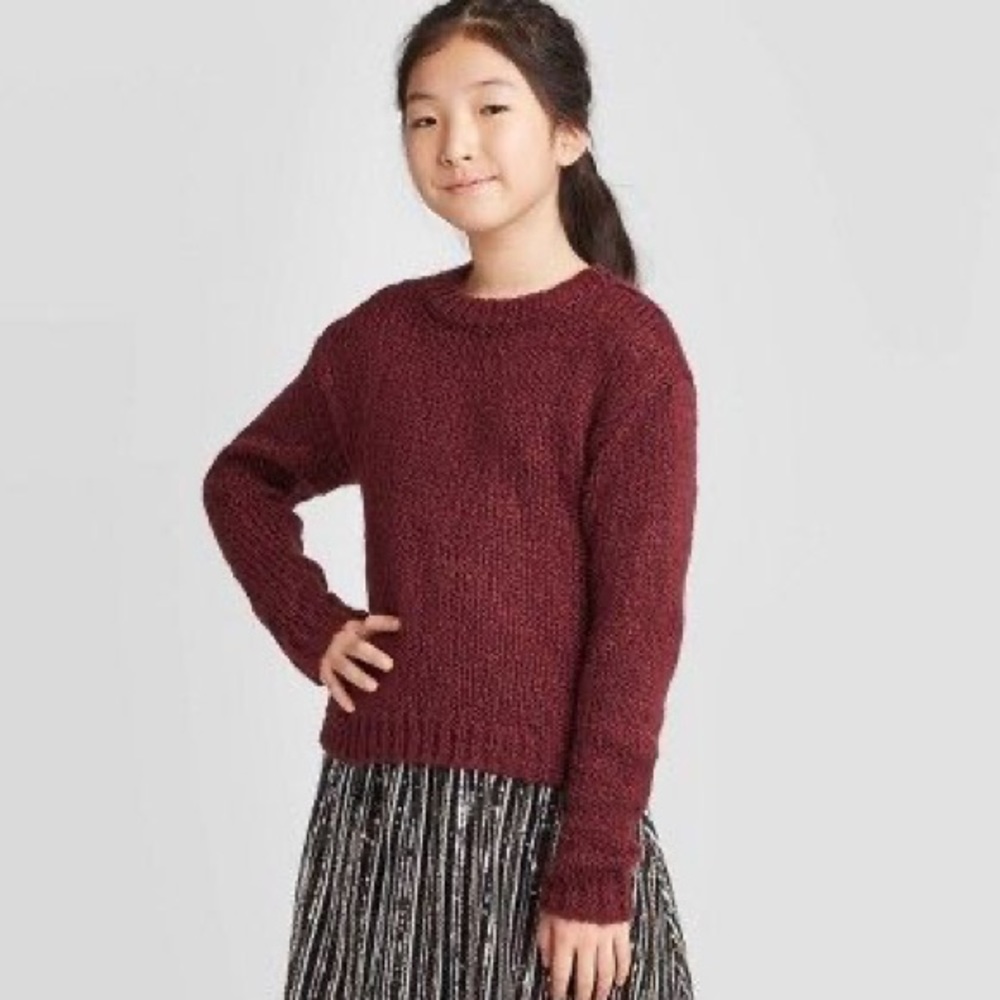 Art Class Burgundy Cable Knit Sweater Girls MED